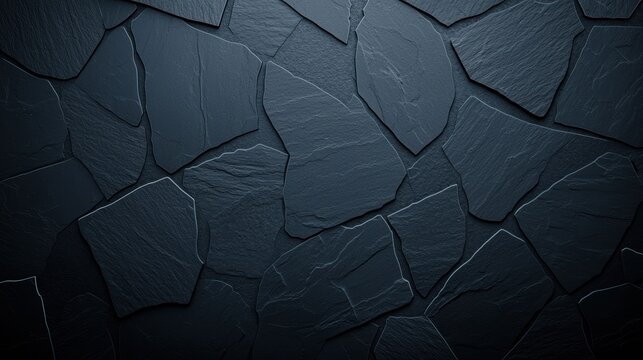 Dark slate tiles arranged in an irregular pattern create a textured, natural stone surface with a matte finish.