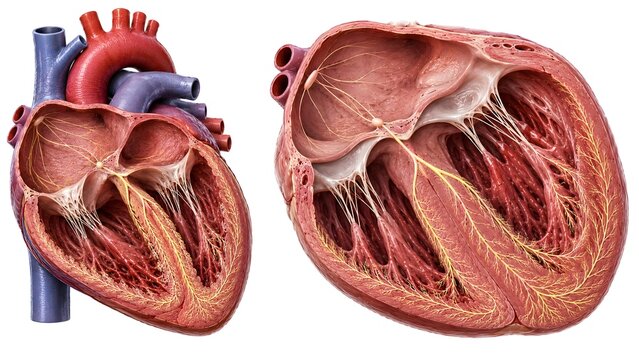 Cardiac Conduction System Anatomy Human Heart Electrical Pathway Medical Illustration