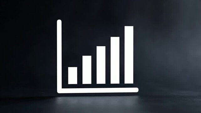 Rising bar chart icon on dark background representing business growth