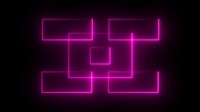 Abstract beautiful cyan neon rectangle frame moving in motion Seamless looping animation.4k animation motion graphics video.