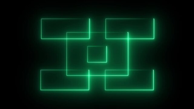 Abstract beautiful cyan neon rectangle frame moving in motion Seamless looping animation.4k animation motion graphics video.