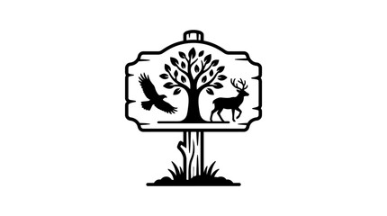 Fototapeta premium Rustic Wildlife Signpost Vector Illustration
