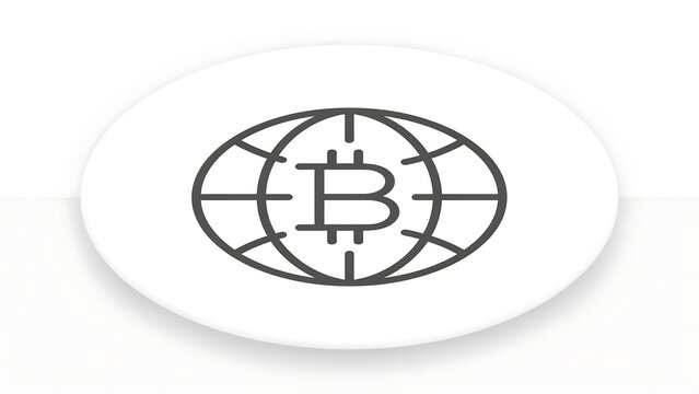 Bitcoin cryptocurrency symbol inside global network icon with cryptocurrency