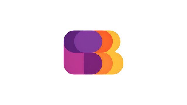 Abstract colorful overlapping letter b logo design symbol with abstract