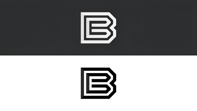 Minimalist eb monogram letter logo design in black and white with monogram