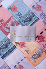 A credit card for contactless cashless payments via a terminal or online. A credit card © chernikovatv