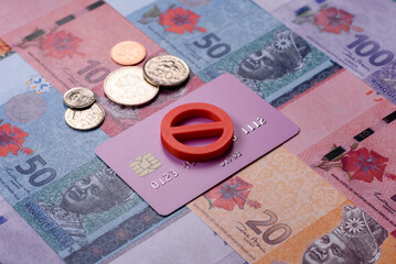 Blocking of a bank debit card, account, or bill, fraud, or bankruptcy. Blocking of a bank card © chernikovatv