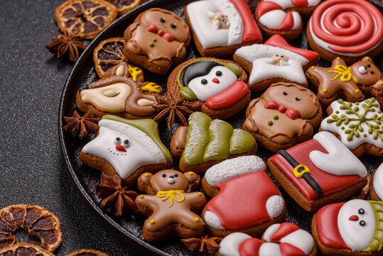 Gingerbread as a Christmas staple, sweet biscuits for the holiday. Gingerbread as a background