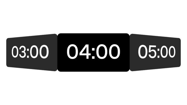 Digital Clock Numbers Changing Animation Loop