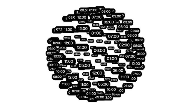 Digital Clock Numbers Forming Rotating Globe Animation Background