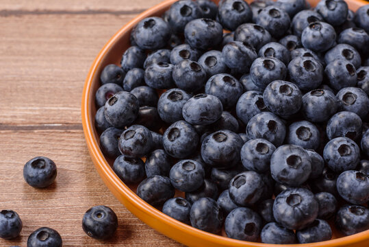 Fresh, ripe, and juicy wild blueberries as an ingredient for vegetarian dishes