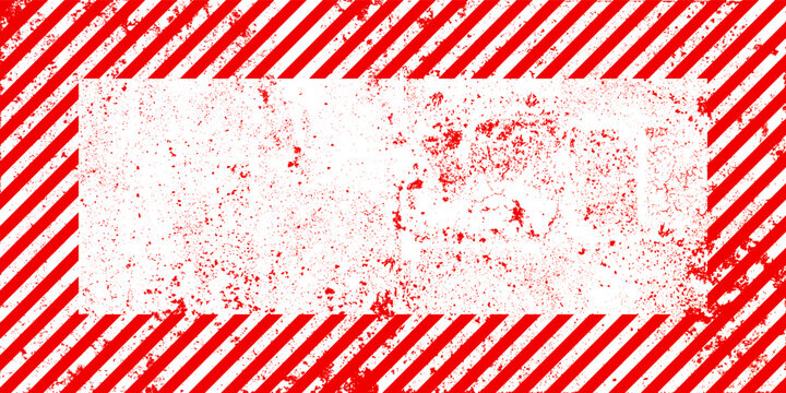 Warning sign with red and white diagonal lines. Attention, danger or caution symbol. Construction site signage, road safety notice, hazard banner, security alert shield. Vector illustration