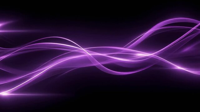 Vibrant purple light waves flowing gracefully in dynamic abstract video background