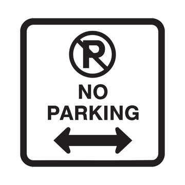 black vector icon no parking sign with crossed-out r symbol featuring no, r, arrow