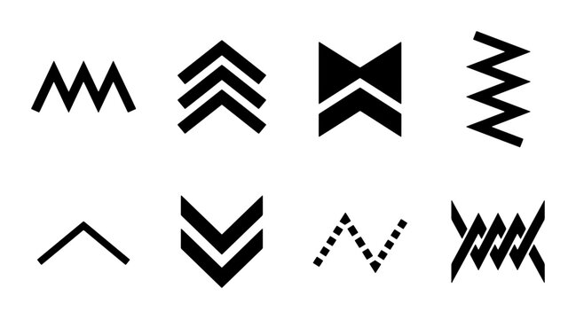 Geometric Arrows and Shapes, Simple Vector Icons, Minimalist Design Elements, Black and White Graphic Symbols