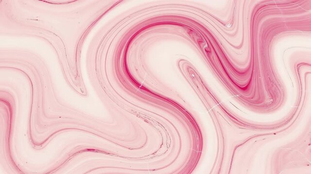 Mesmerizing pink marbling fluid dynamics with swirling patterns and vibrant colors artistic video