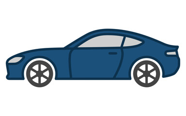 Naklejka premium Blue Sports Car Flat Vector Illustration