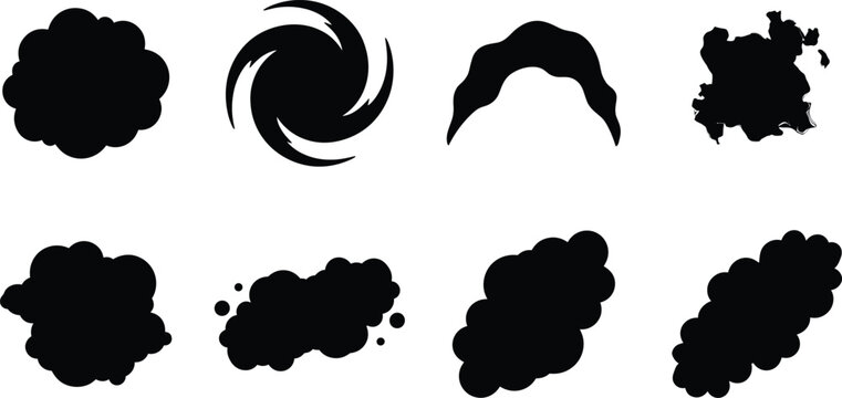 Smoke Clouds and Explosion Dust Silhouettes Set in Various Shapes