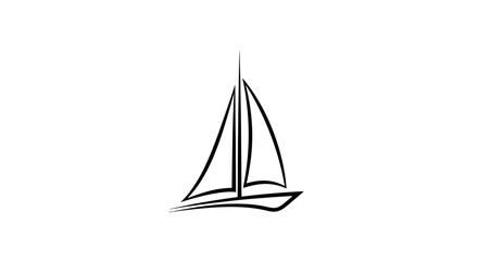Fototapeta premium Minimalist sailboat silhouette icon on white background.