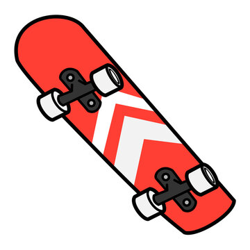 Red white skateboard vector illustration