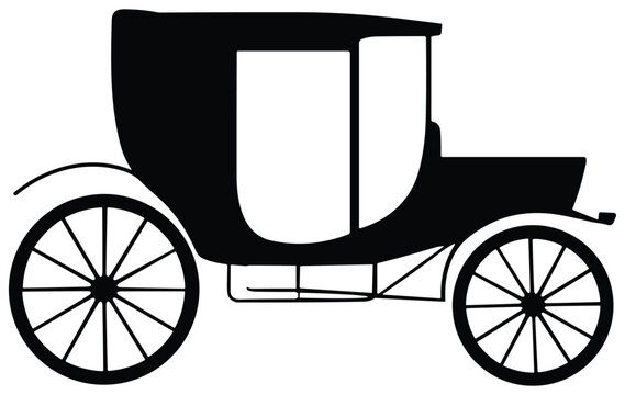 Vintage carriage silhouette against a white background detailed vector illustration