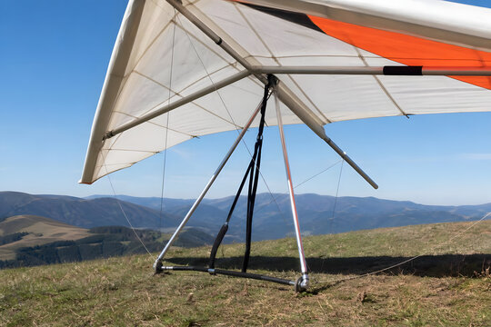 Hang Gliding Wing and Control Frame on Ground