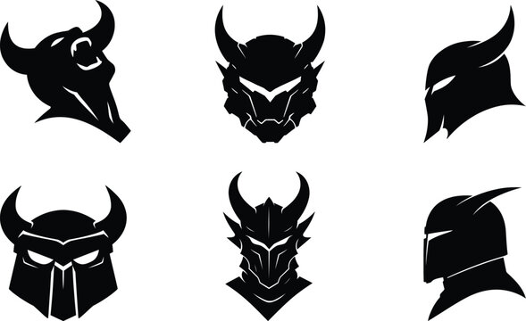 Professional Fantasy Helmet Mask Bundle Set with Vector Silhouette