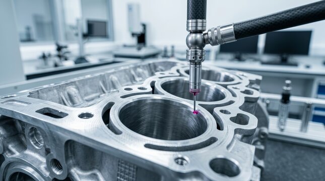 Quality control on a milling CNC machine using a coordinate measuring machine.