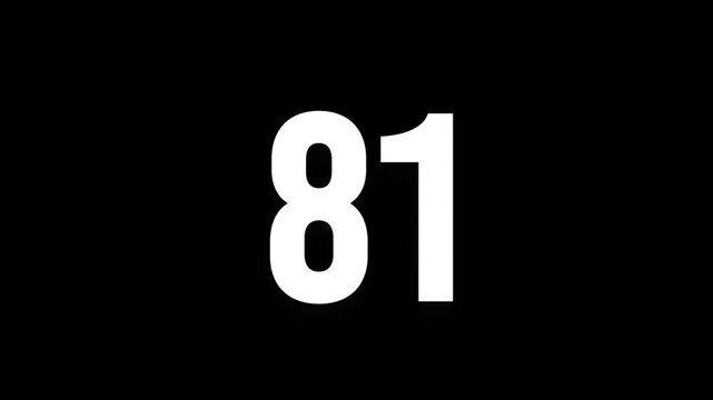 Pixel numeral 81, number eighty one, alpha channel, alphabet and letters in pixel style with a transparent background