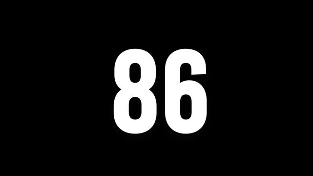 Pixel numeral 86, number eighty six, alpha channel, alphabet and letters in pixel style with a transparent background