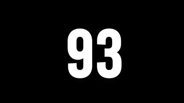 Pixel numeral 93, number ninety three, alpha channel, alphabet and letters in pixel style with a transparent background