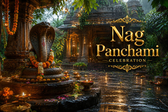 Nag Panchami Festival Celebration with Cobra Idol, Lord Shiva Temple, and Sawan Festival Traditions