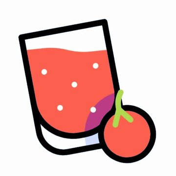Fresh Red Fruit Juice Icon with Whole Guava, Healthy Drink Illustration