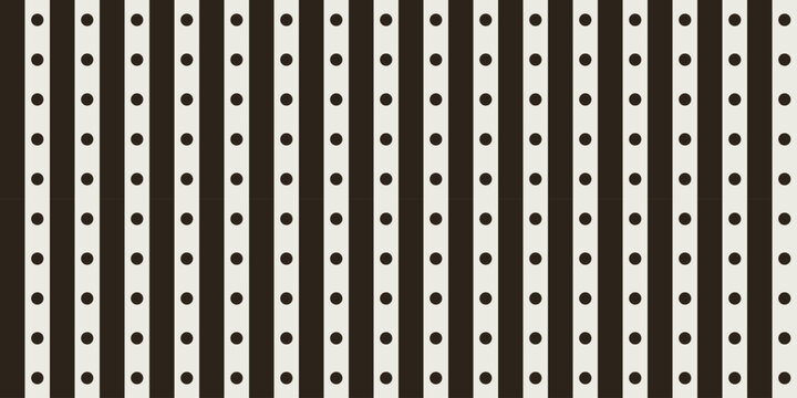 Monochrome Polka Dot and Stripe Seamless Vector Pattern in Dark Brown and Off White Minimalist Geometric Design