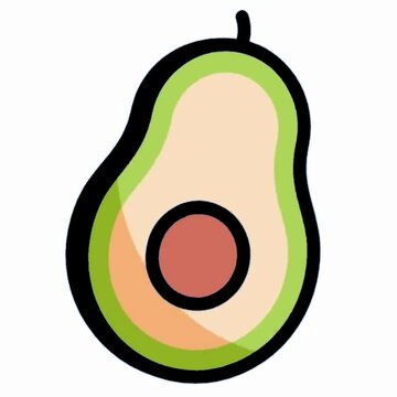 Halved Avocado Icon with Pit, Fresh Healthy Tropical Fruit Illustration
