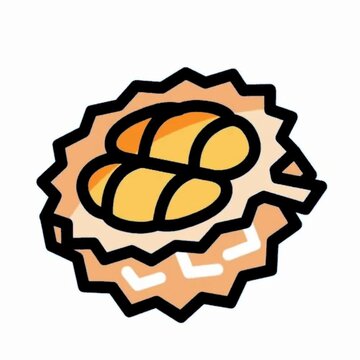Opened Durian Fruit Icon, Fresh Exotic Tropical Fruit Illustration