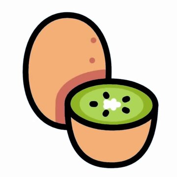 Whole and Sliced Kiwi Fruit Icon, Fresh Green Flesh Illustration
