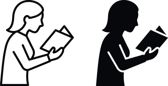 Woman Reading Book Silhouette On Transparent Background reader female person figure literature novel pages study