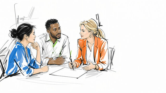 Office Sketch Hybrid Team Collaboration