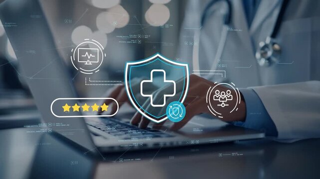 Medical professional supporting preventive healthcare initiatives with wellness monitoring systems, patient protection measures and long term health management