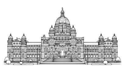 Obraz premium Legislative Assembly of British Columbia Victoria Canada Vector Illustration