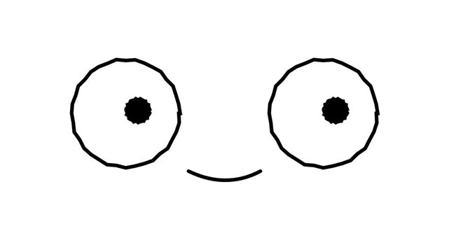 Simple black line smiley face icon on white background, representing happiness, positive emotion, and minimal emoji motion graphic.