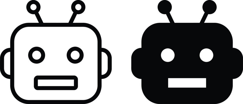 Robot Head Silhouette With Antennas And Facial Features On Transparent Background robots android automation artificial