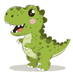 Naklejka premium Green Dinosaur Cartoon Baby T-Rex Character