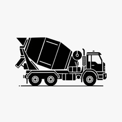 Fototapeta premium Professional Black and White Line Drawing of a Concrete Mixer Truck for Construction Industry Use