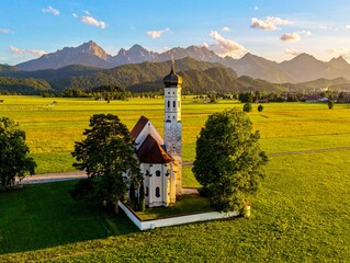 The Baroque st Colman's church is located near Schwangau in Bavaria  © Bartomiej