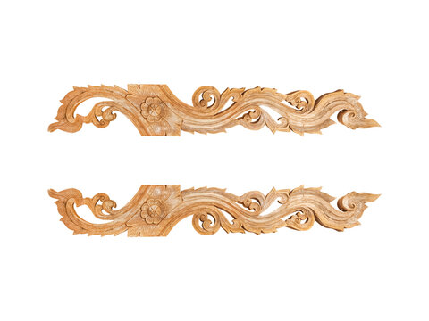 Thai patterned wood carvings isolated on white