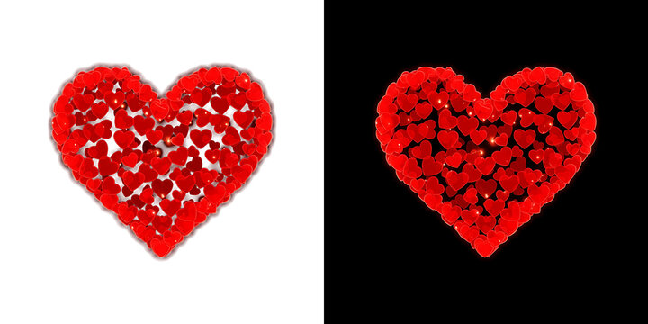 Beautiful heart shape made of many small red hearts perfect for love and romance themes transparent background png