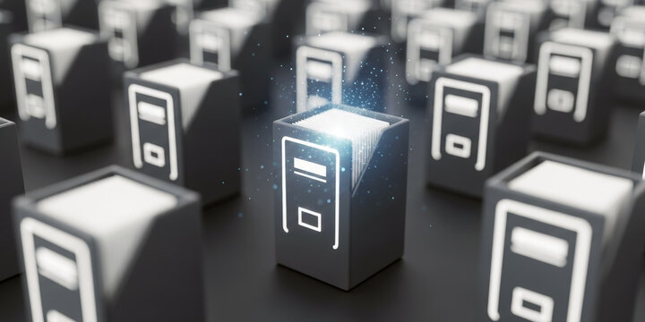 Glowing file folder with documents in a grid of office files