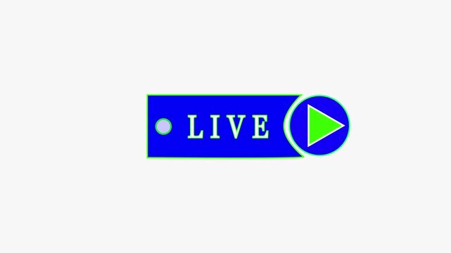 Live streaming icon flat design style with red play button  4K video animation.